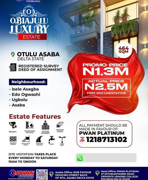 Obiajulu Luxury Estate, Otulu, Asaba